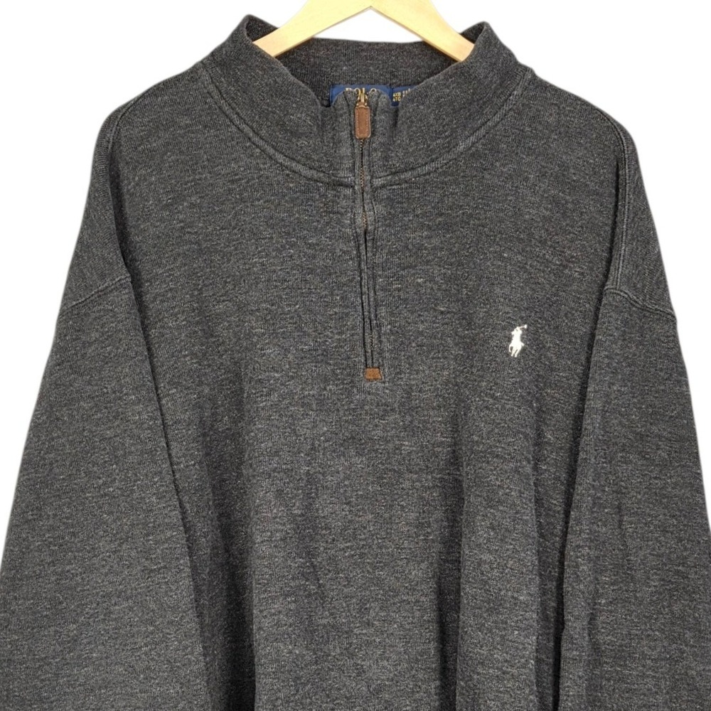 Polo Ralph Lauren 1/4 Zip Pullover Mens 4XB Dark Gray Sweater Long Sleeve Cotton